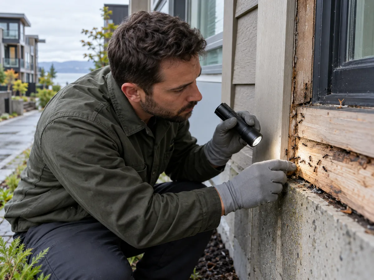 Pest control technician inspection for Ant Control Vancouver