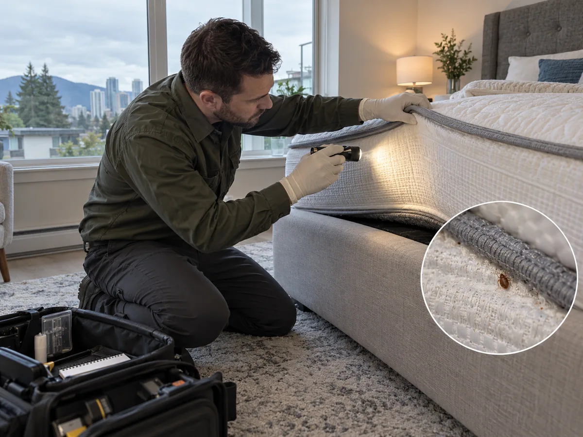 Pest control technician inspection for Bed Bug Inspection and Treatment Surrey