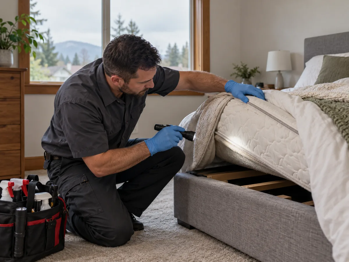 Pest control technician inspection for Bed Bug Treatment Maple Ridge