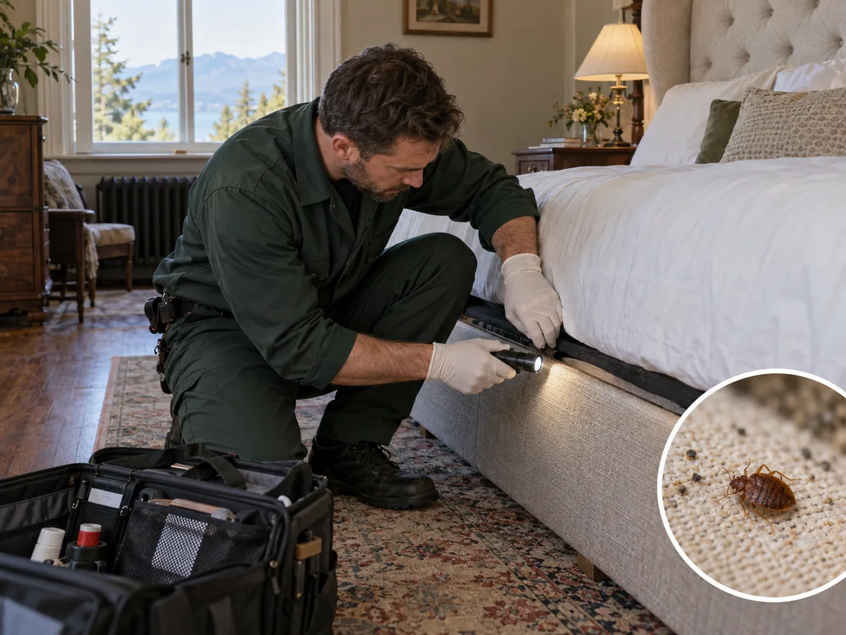 Pest control technician inspection for Bed Bug Treatment Surrey