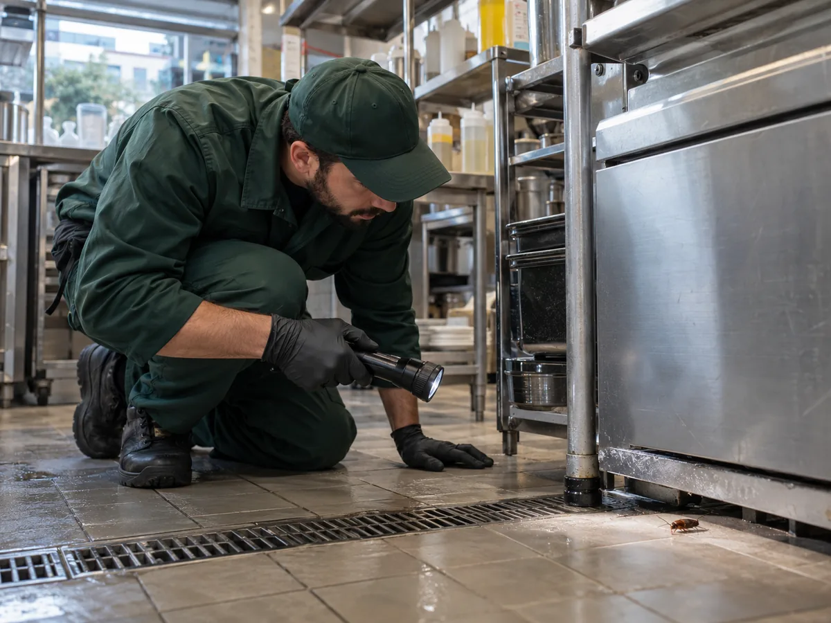 Pest control technician inspection for Cockroach Control Coquitlam