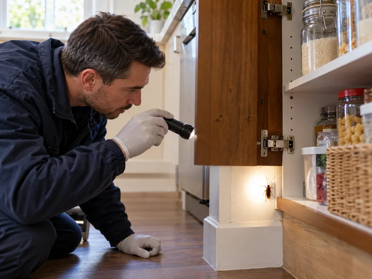 Pest control technician inspection for Cockroach Control Richmond