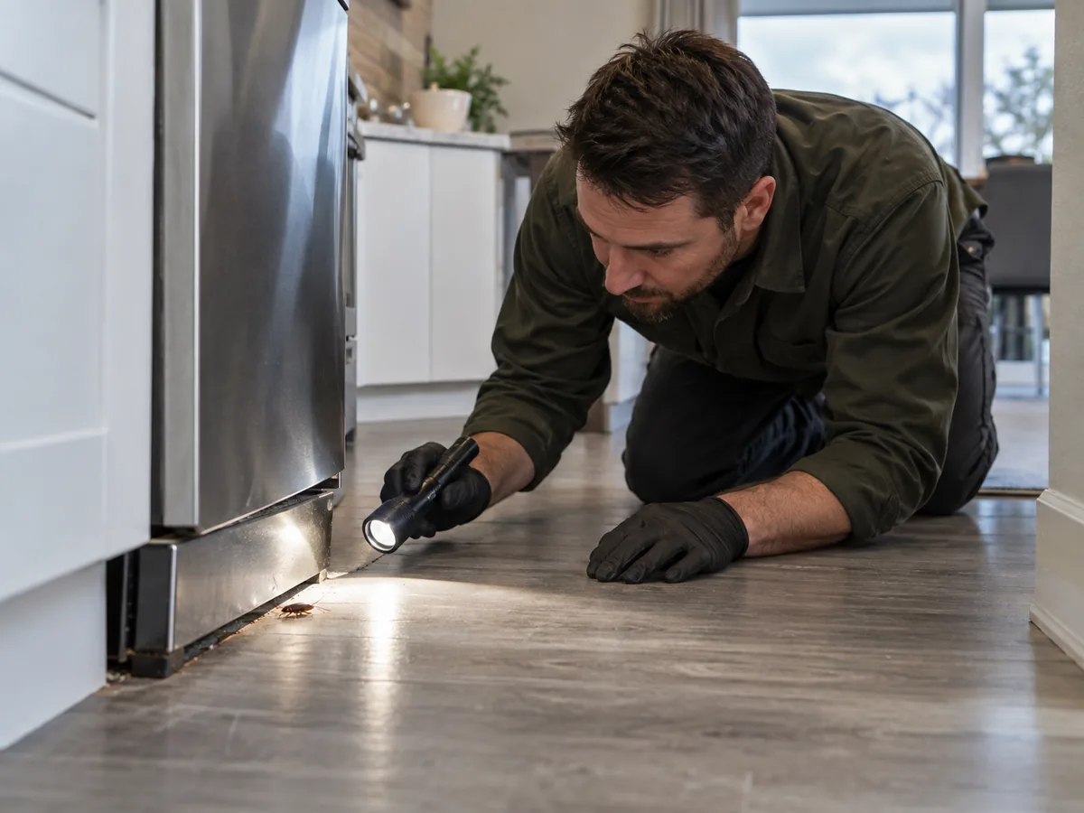 Pest control technician inspection for Cockroach Infestation Inspection Services Chilliwack