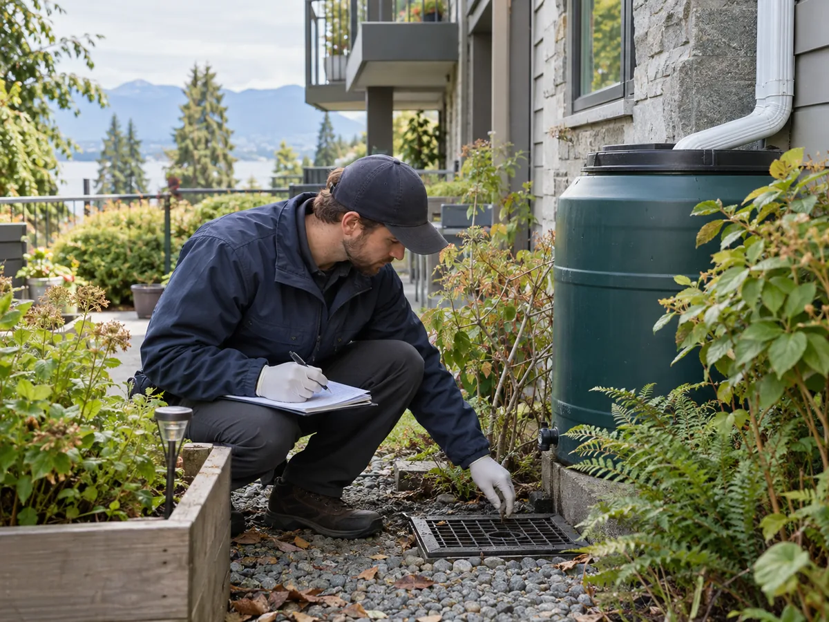 Pest control technician inspection for Mosquito Treatment Services North Vancouver