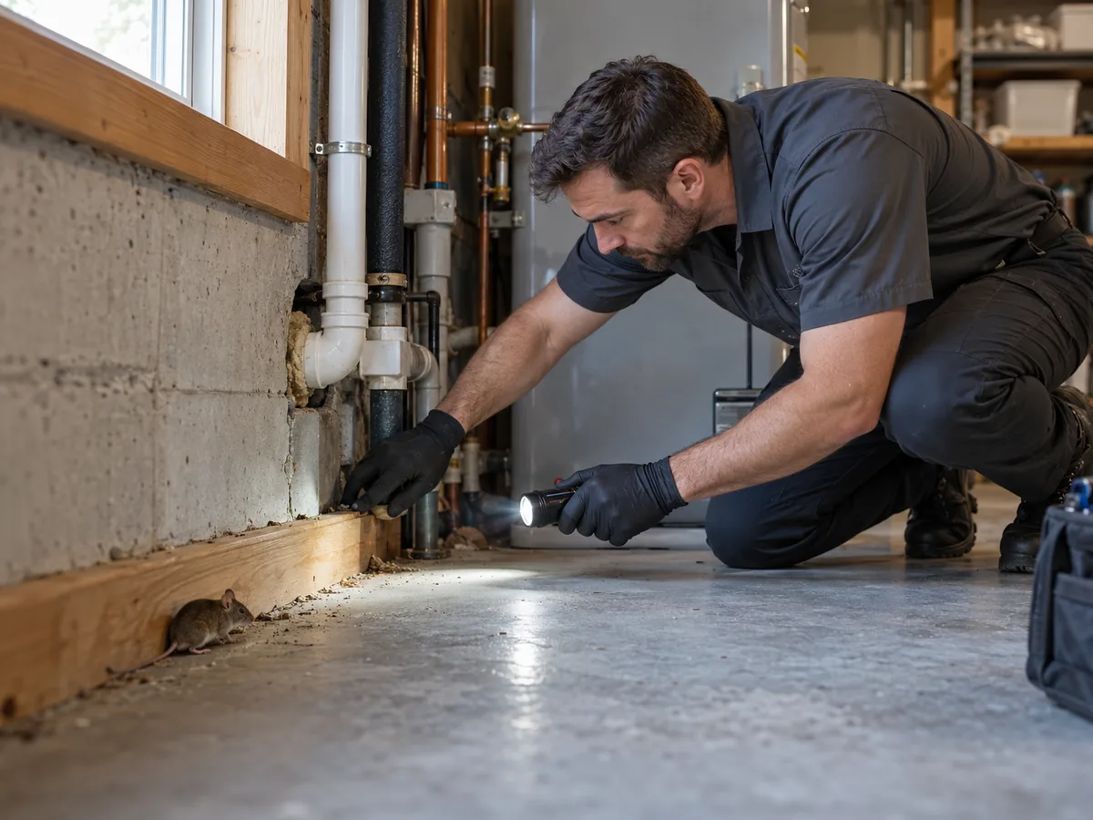 Pest control technician inspection for Mouse Control Surrey