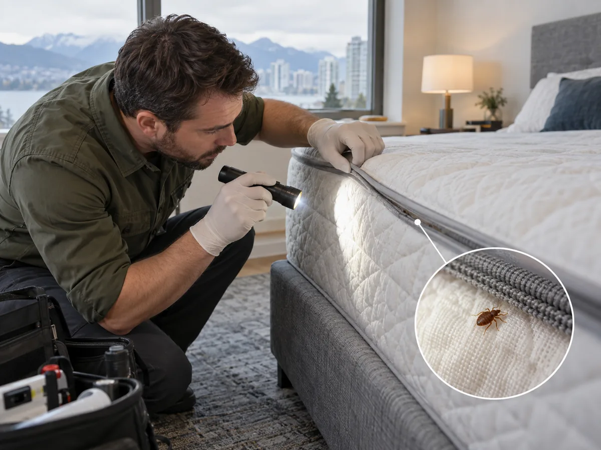 Pest control technician inspection for Professional Bed Bug Treatment Services Vancouver