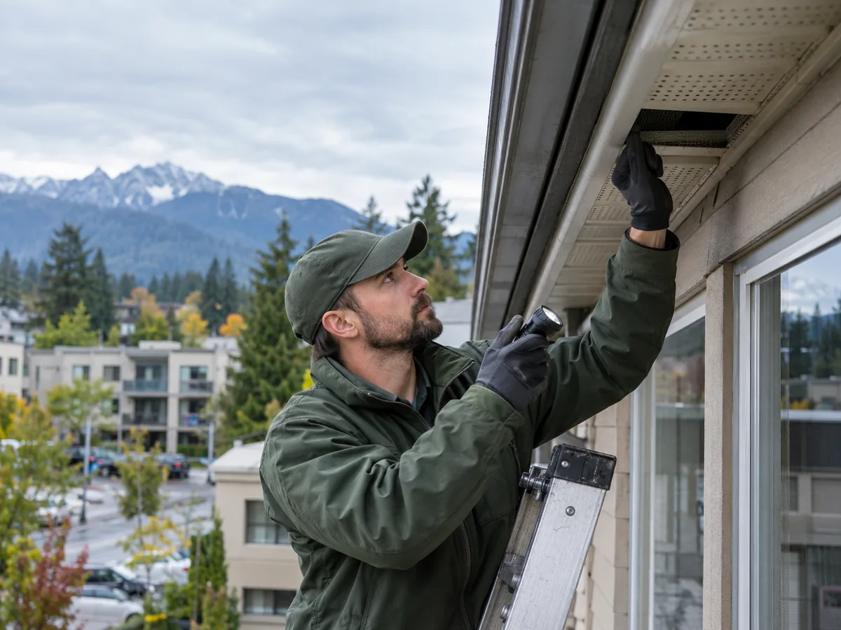 Pest control technician inspection for Professional Wildlife Exclusion Services Surrey