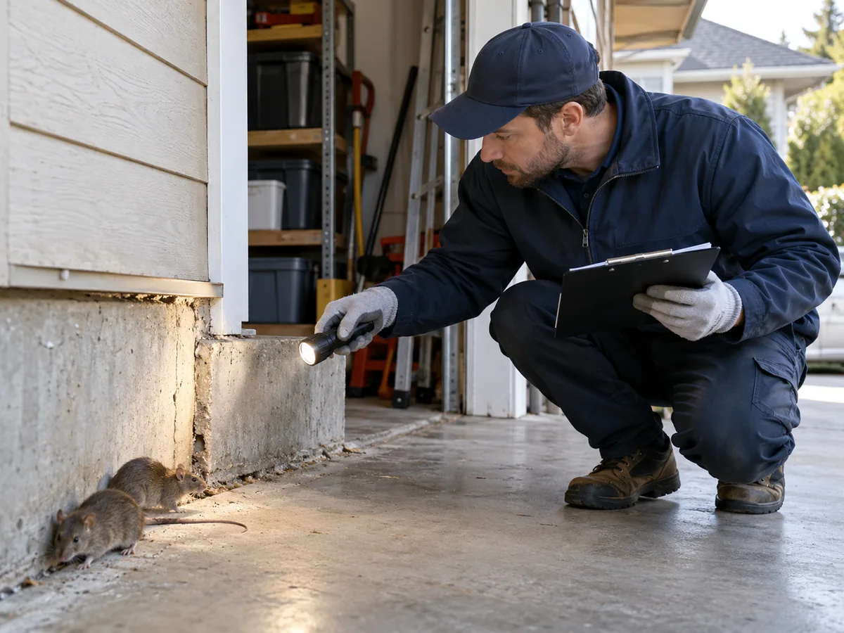 Pest control technician inspection for Rat Control Surrey