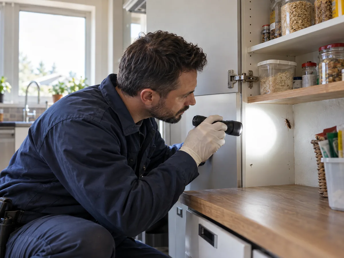 Pest control technician inspection for Same-Day Cockroach Treatment Maple Ridge