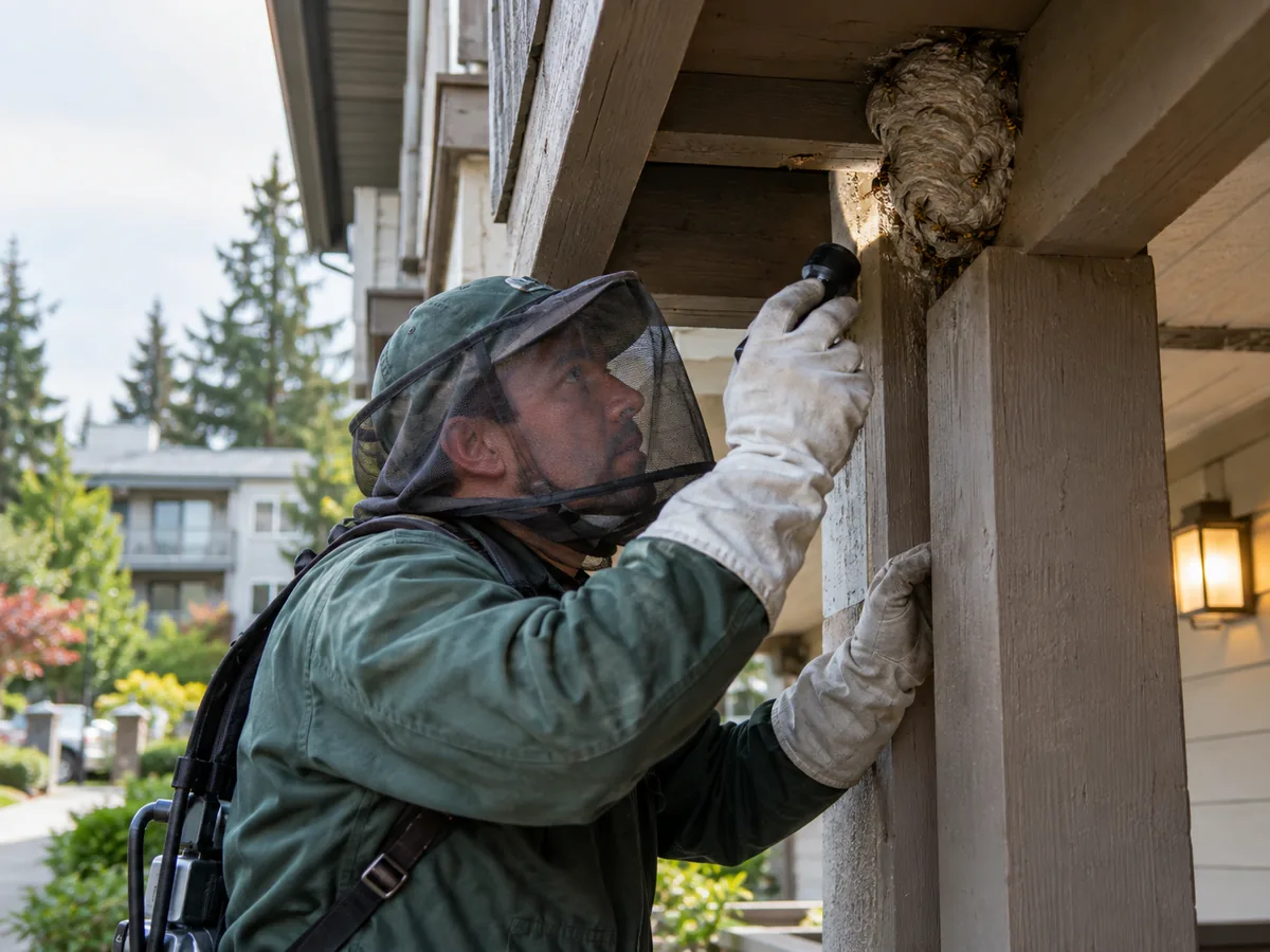 Pest control technician inspection for Wasp Removal Vancouver